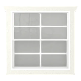 Builder render of a square 3 by 3 foot single-pane window with white frame