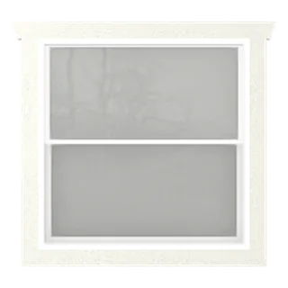 Builder render of a tall 3 by 5 foot insulated vinyl window with white frame