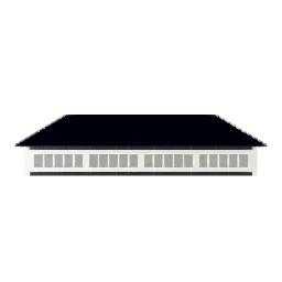 Builder render of the 12-foot inline dormer, a low black roof band lined with transom glass