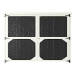 Builder render of 96-inch double wood shed doors with four braced panels
