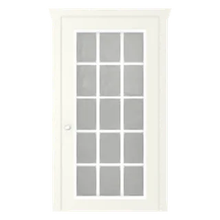 Builder render of a fifteen-lite fiberglass entry door hung as an inswing