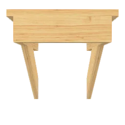 Builder render of the stud-framed wood workbench with a solid plank top